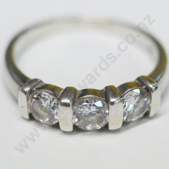 silver cz dress ring stamped 925
