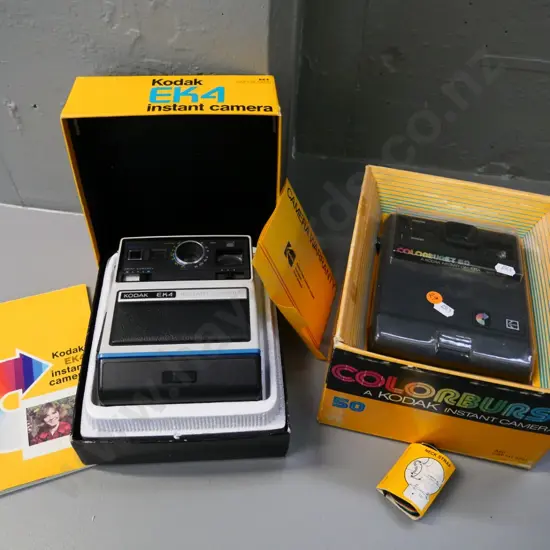 2 retro Kodak instant cameras in original packaging - Colorburst 50 and EK4