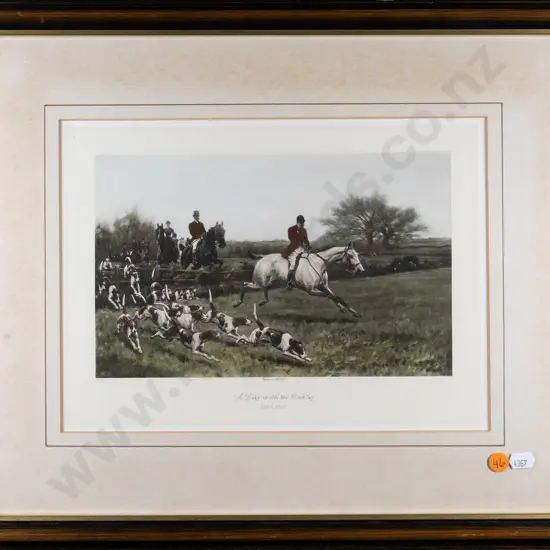 framed hunting themed print - "Hark Away" H-160 W-250