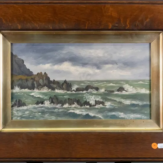 framed oil - coastal scene H-180 W-330