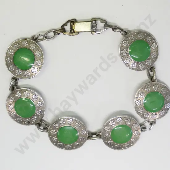 silver & green stone bracelet stamped 925