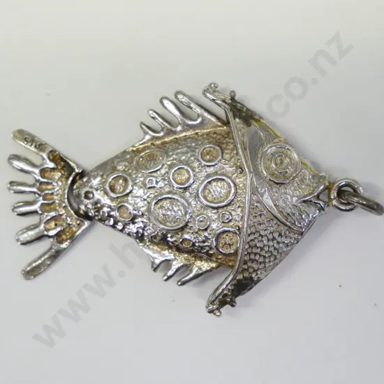 silver fish pendant stamped stg no chain