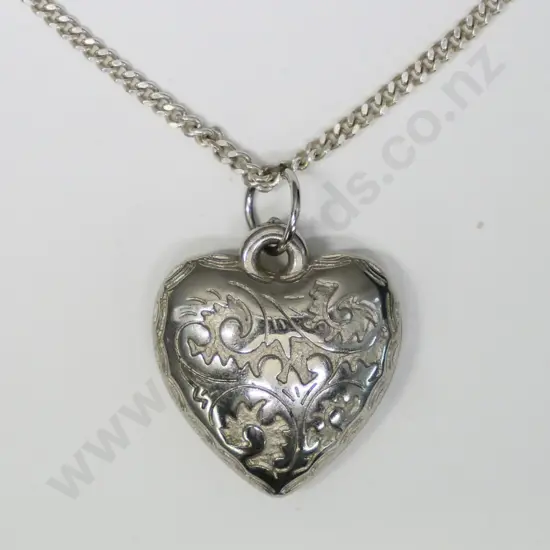 silver heart pendant chain stamped 925