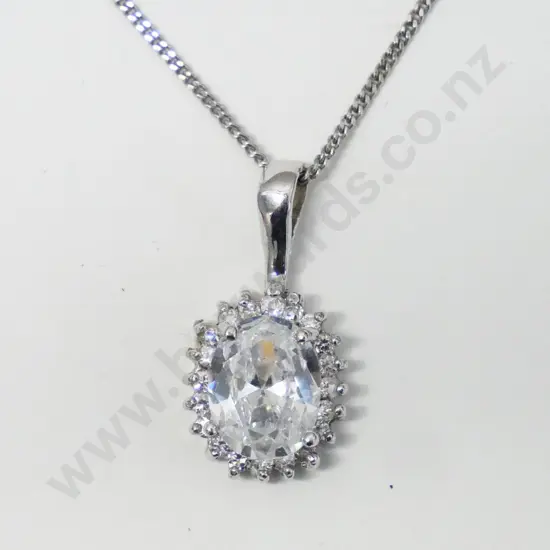 cz pendant chain stamped 925