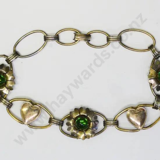 bracelet with hearts & flowers stamped sterling