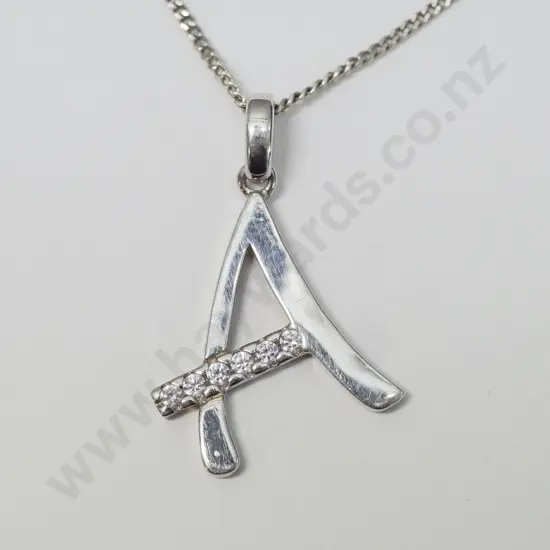 silver letter A pendant stamped 925