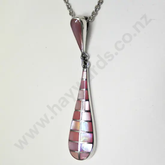 silver pink enamel pendant stamped 925