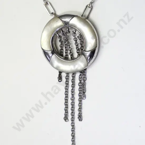 silver & white enamel pendant stamped 925