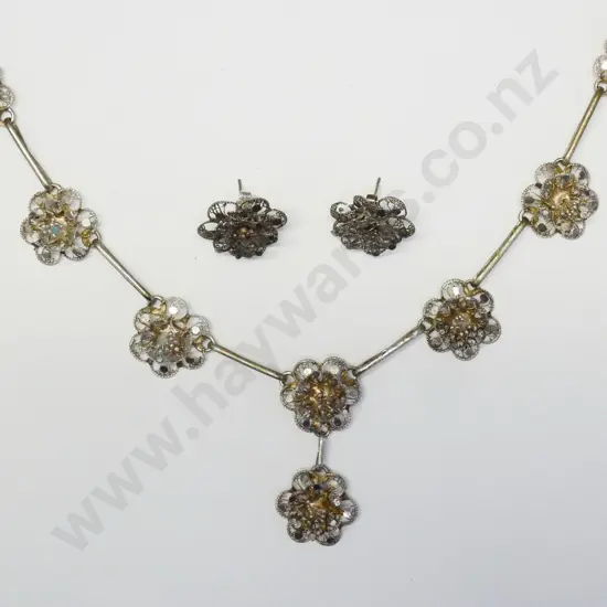 filigree costume necklace & earring set