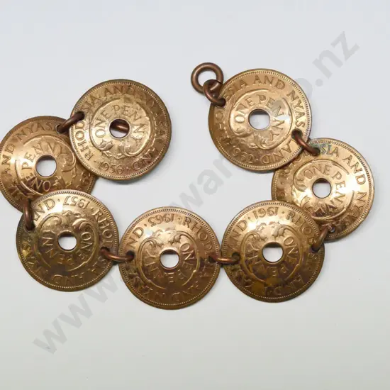 bracelet made from Rhodesia and Nyasland pennies