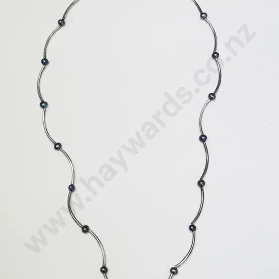 silver & freshwater pearl necklace stamped 925