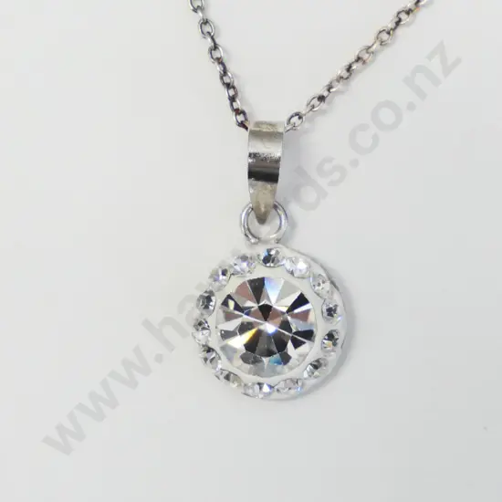 silver & cz pendant chain stamped 925