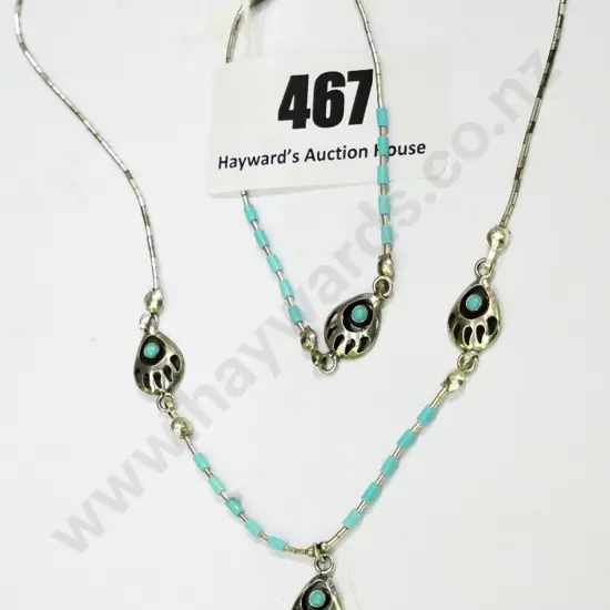 turquoise & silver necklace & bracelet stamped 925