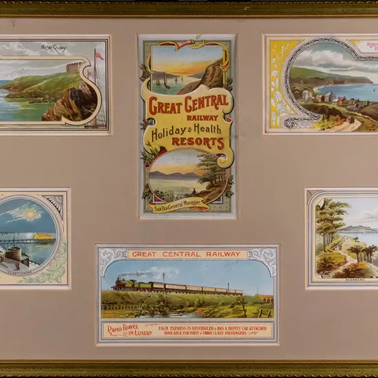 framed multiple prints - British holiday scenes Overall H-300 W-600