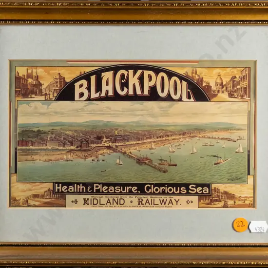 framed Blackpool promotional print H-140 W-230