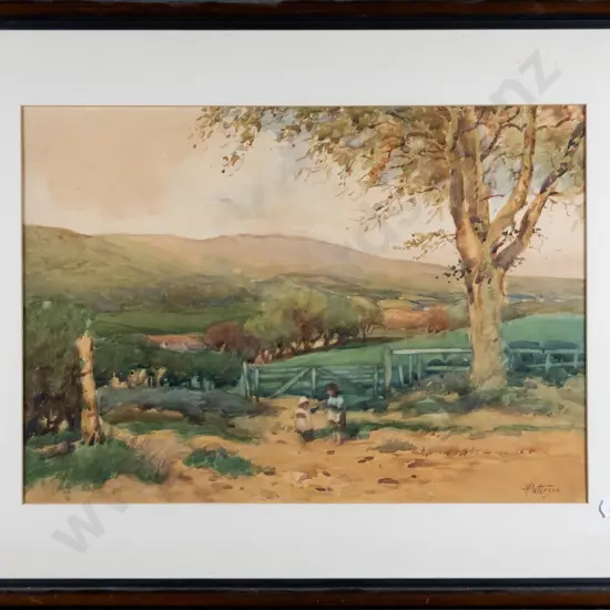 Paterson - framed watercolour - country scene H-240 W-340