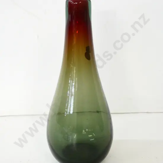 art glass vase - dark red / green fade H-260