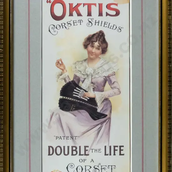 framed Oktis Corset Shields advertisement print H-250 W-110