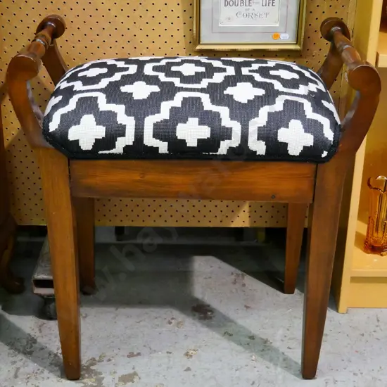 colonial style upholstered piano stool - some borer H-620 W-600 D-360