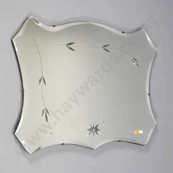 retro scalloped edge wall mirror (slight de-silvering) H-460 W-610