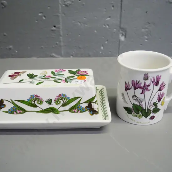 Portmeirion 'Botanic Garden' butter keep and mug