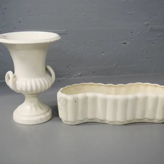 2 white vases - Crown Lynn trough No. 106 and a Beswick urn H-200