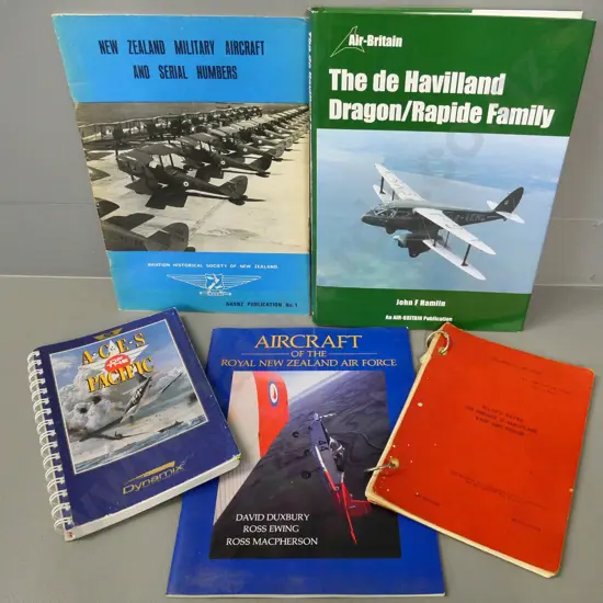 5 aviation books, some vintage - Aces of the Pacific, NZ military aircraft, etc.