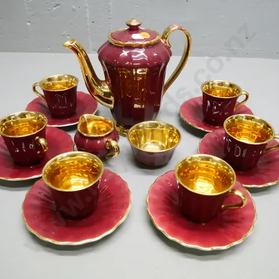 Wade maroon and gilt coffee set