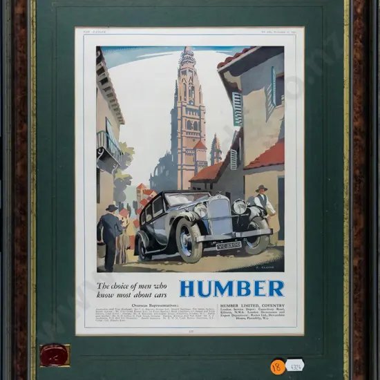 framed Humber advertising print H-290 W-190