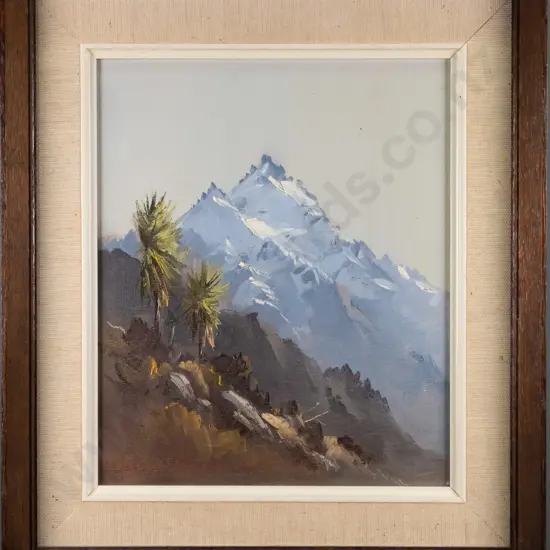 Wallace T Keown - framed oil - "Cabbage Trees Takitimu Mountains H-290 W-240