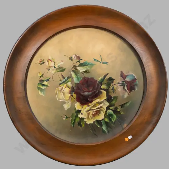 circular framed oil - roses Diam-470