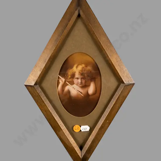 diamond shaped framed cherub print - H-370 W-220