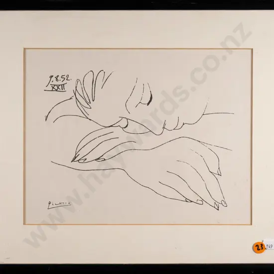 framed Picasso print - sleeping woman H-210 W-270