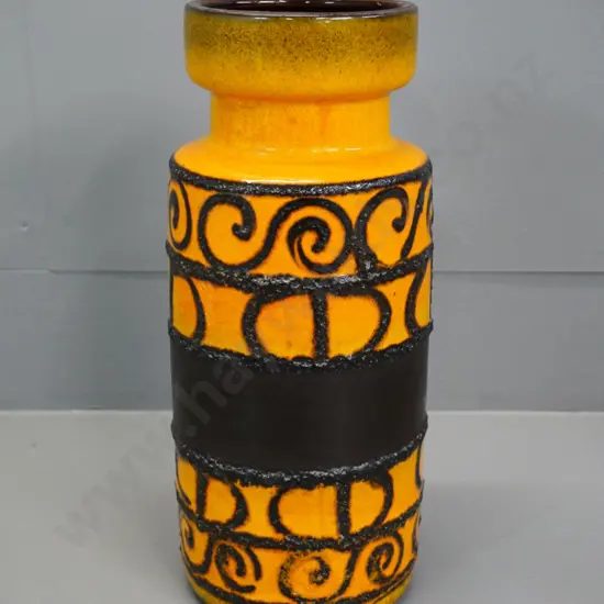orange and brown German pottery vase - marked 517-30, H-300