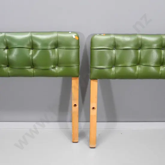 pair of retro beep button vinyl upholstered single size bed heads H-800 W-900