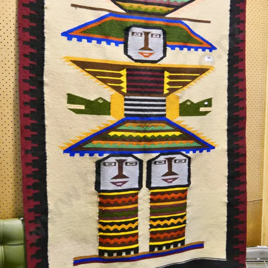 ethnic design hand-woven woollen floor rug L-1720 W-1100