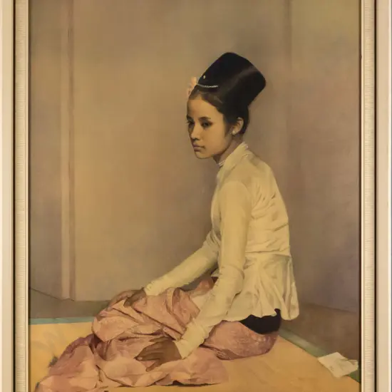 framed  retro Sir Gerald Kelly print - Saw Ohn Nyun H-590 W-470