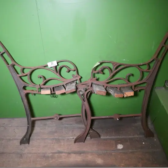 pair of cast iron garden bench seat ends