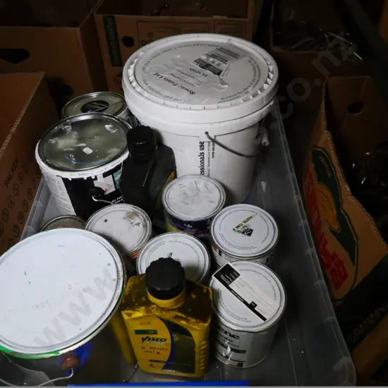 paint tins and motor oil