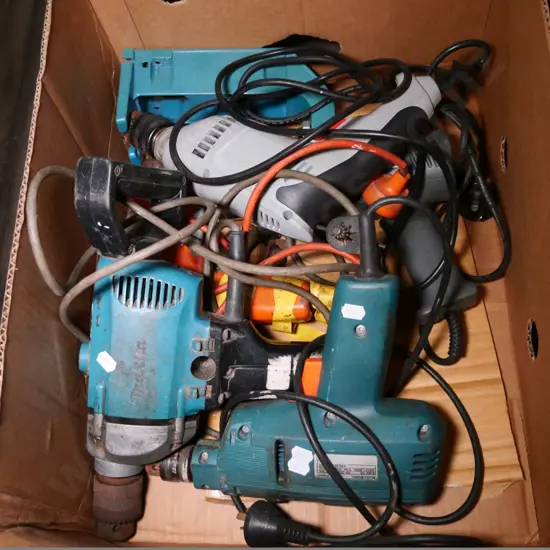 box of corded drills