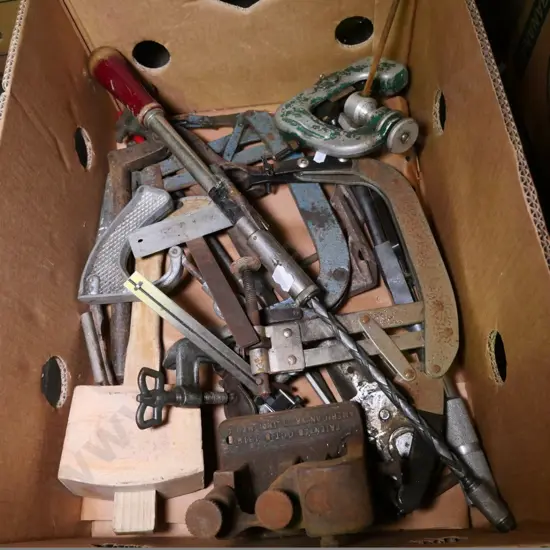 box of valve pulls, wooden mallet, etc.