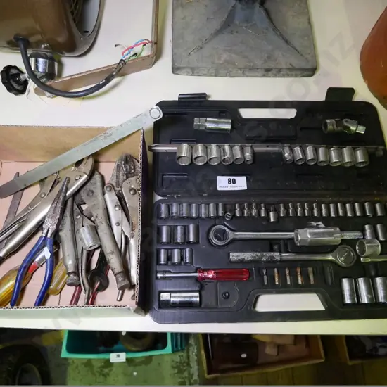 socket set, vise grips, pliers, etc.