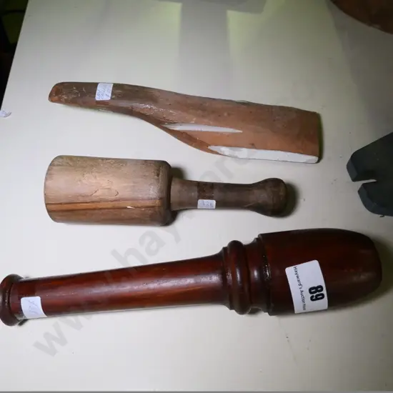 3 vintage carver's mallets