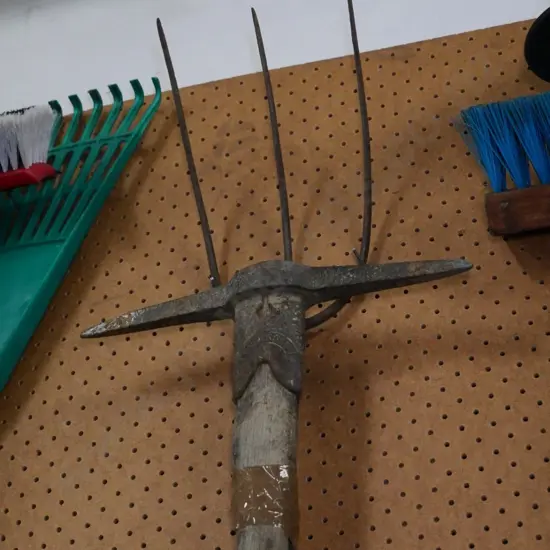 vintage pitchfork and pick-axe
