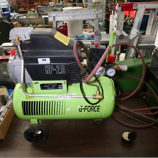 G-Force air compressor, missing one wheel, damage to air filter