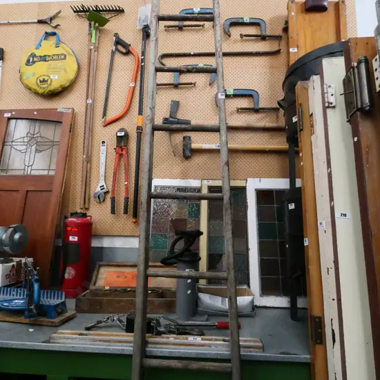 part wooden extension ladder