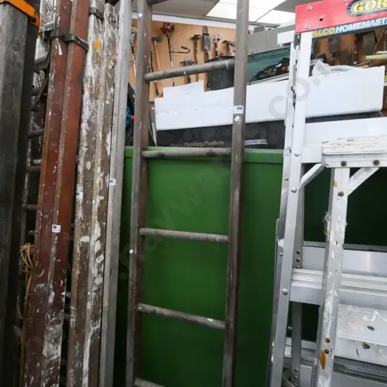 part wooden extension ladder