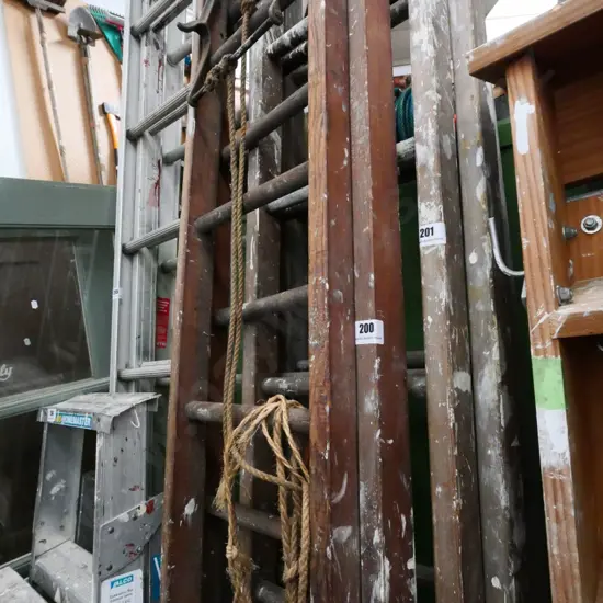 vintage wooden extension ladder