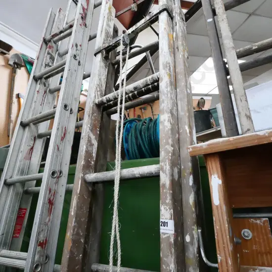 vintage wooden extension ladder