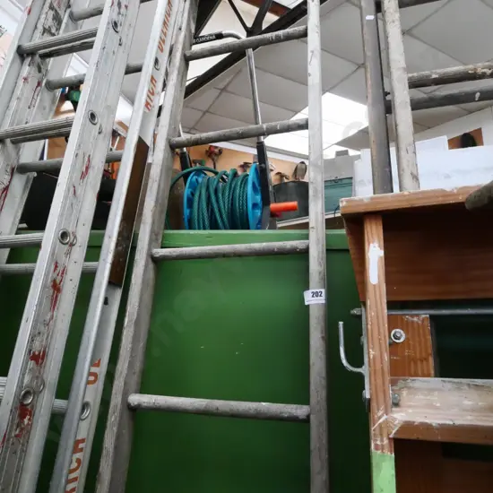 part vintage wooden extension ladder